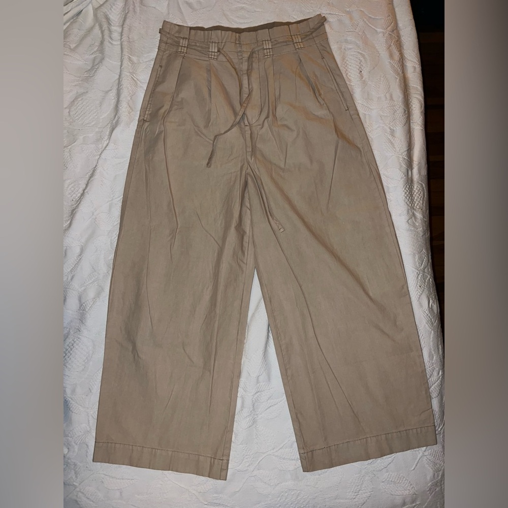 Free People Beige Wide-Leg Pants
